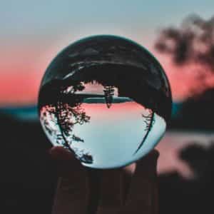 looking through glass crystal ball